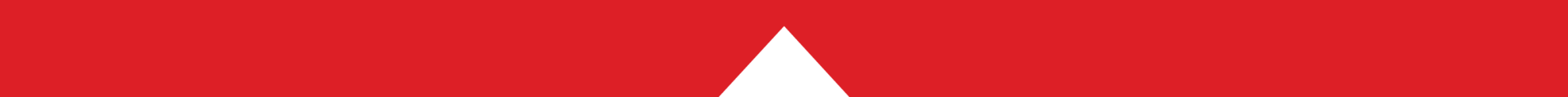 Red background with a white V-shaped design at the top center.